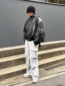 「アイテム（スウェットパンツ）」を使った、クリワキタカヒロさん（メンズ・172cm）の秋コーディネート