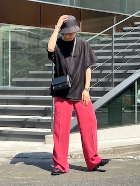 「Lui's（ルイス）のアイテム（帽子）」を使った、クリワキタカヒロさん（メンズ・172cm）の夏コーディネート