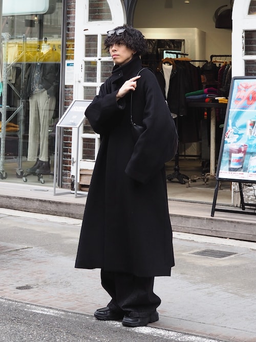 Lui's ロングコート コート アウター ルイス ブラック 黒 ビーバーメルトンボリュームロングコート（ステンカラーコート