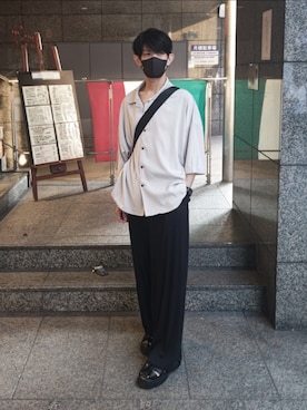 「シンフルコーデ」｜「アイテム（スラックス）」を使った、のぞむさん（メンズ・173cm）の夏コーディネート