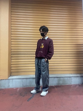「ポロベアー」｜「アイテム（スウェット）」を使った、やーまんさん（メンズ・177cm）の冬コーディネート