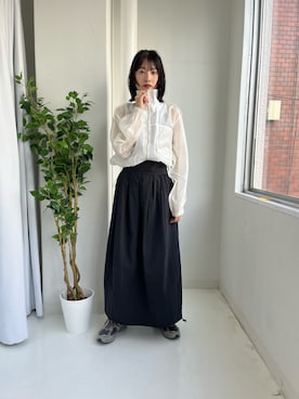 「CITEN（シテン）の＜CITEN＞コクーン ボリューム スカート（スカート、ブラック系）」を使った、nanaho.さん（レディース・164cm）の夏コーディネート