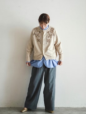 「刺繍ニット」｜watanabe.さん（レディース・163cm）の秋コーディネート