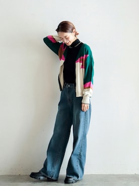 「FIL DE FER（フィルデフェール）のアイテム（カーディガン/ボレロ）」を使った、watanabe.さん（レディース・163cm）の秋コーディネート