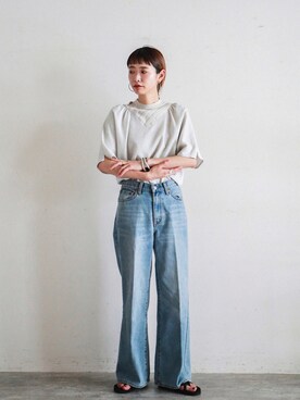 「FIL DE FER（フィルデフェール）のアイテム（デニムパンツ）」を使った、watanabe.さん（レディース・163cm）の夏コーディネート