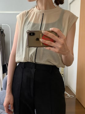 「CLANE（クラネ）のアイテム（タンクトップ）」を使った、hxxxxaさん（レディース・162cm）の秋コーディネート