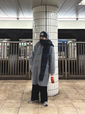 「アイテム（ストール/ショール）」を使った、Takumiさん（メンズ・172cm）の冬コーディネート