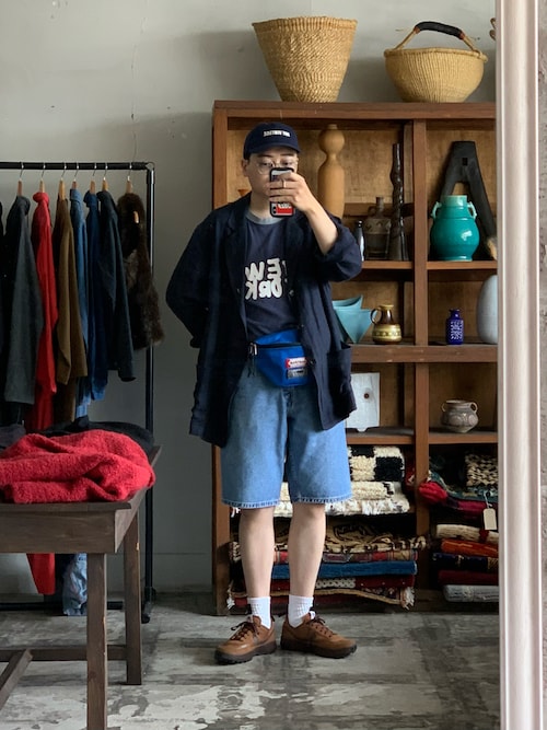 ユウメゾンマルジェラ　ボディバッグ　青色　ステッチ　数字タグ付き超美品 ユウ様専用メゾンマルジェラ ボディバッグ 青色 ステッチ 数字