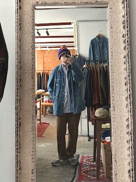 「アイテム（カバーオール）」を使った、Takumiさん（メンズ・172cm）の秋コーディネート