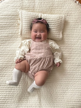 「アイテム（その他ベビーウェア、ピンク系）」を使った、niko_nikoさん（キッズ・50cm）の秋コーディネート