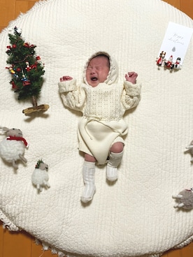 「no brand（ノーブランド）のアイテム（ロンパース、ホワイト系）」を使った、niko_nikoさん（キッズ）の秋コーディネート