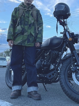「アイテム（ミリタリージャケット）」を使った、shuさん（メンズ・165cm・30代）の秋コーディネート