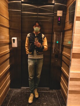 「Buffalo Bobs（バッファローボブズ）のアイテム（スタジャン）」を使った、jimmichungさん（メンズ・179cm）の春コーディネート