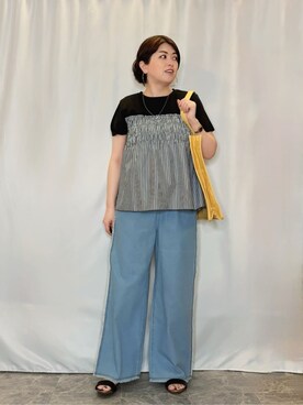 「Cutie Blonde（キューティーブロンド）のアイテム（デニムパンツ）」を使った、たみさん（レディース・158cm）の春コーディネート