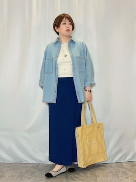 「INDIVI（インディヴィ）の◆カシュクールマキシプリントワンピース（ワンピース、パープル系）」を使った、たみさん（レディース・158cm）の春コーディネート