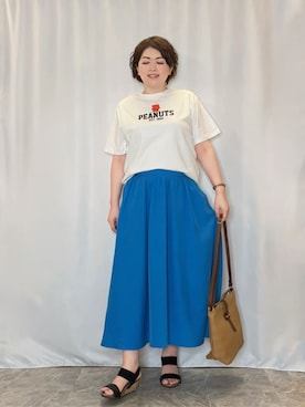 「PEANUTS（ピーナッツ）のアイテム」を使った、たみさん（レディース・158cm）の夏コーディネート