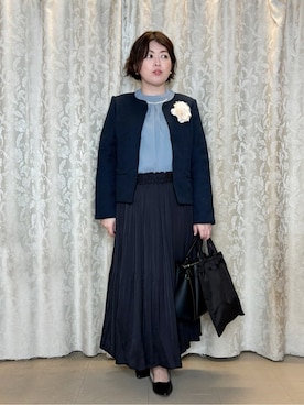 「アイテム（ブローチ/コサージュ、ベージュ系）」を使った、たみさん（レディース・158cm）の冬コーディネート
