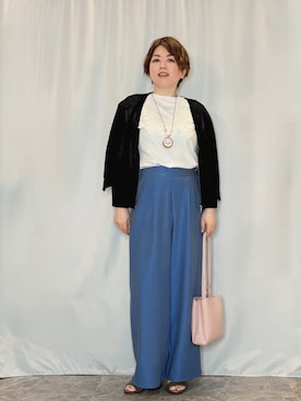 「SHOO・LA・RUE（シューラルー）の【軽量】見た目よりもたっぷり入る ふわっと軽い3層ショルダー（ショルダーバッグ、ピンク系）」を使った、たみさん（レディース・158cm）の夏コーディネート