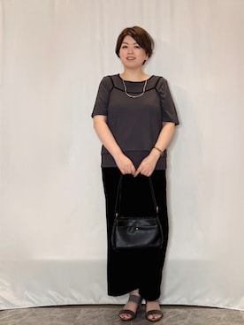 「SHOO・LA・RUE（シューラルー）の【高レビュー/S-LL/洗濯機可/セットアップ可】着丈選べる 軽凛(かろりん) ひんやりフラップイージーパンツ（その他パンツ、ブラック系）」を使った、たみさん（レディース・158cm）の夏コーディネート