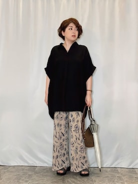 「アイテム（長傘、ベージュ系）」を使った、たみさん（レディース・158cm）の夏コーディネート