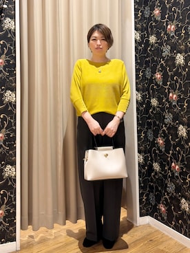 「SHOO・LA・RUE（シューラルー）の【着丈選べる/洗濯後しわになりにくい】センターピンタックですっきり見え きれいめイージーワイドパンツ（その他パンツ、グレー系）」を使った、たみさん（レディース・158cm）の秋コーディネート