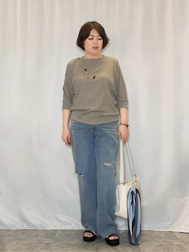 「Cutie Blonde（キューティーブロンド）のアイテム（デニムパンツ）」を使った、たみさん（レディース・158cm）の春コーディネート