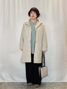 「アイテム（チュニック、グリーン系）」を使った、たみさん（レディース・158cm）の冬コーディネート