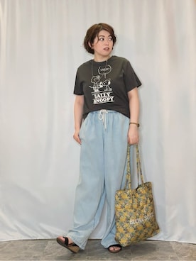 「PEANUTS（ピーナッツ）のアイテム」を使った、たみさん（レディース・158cm）の夏コーディネート