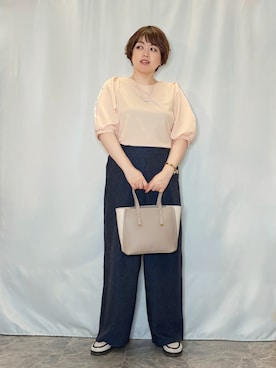 「SHOO・LA・RUE（シューラルー）の【セレモニー】きらびやかに ポイントパヴェ ショートネックレス（ネックレス、シルバー系）」を使った、たみさん（レディース・158cm）の春コーディネート