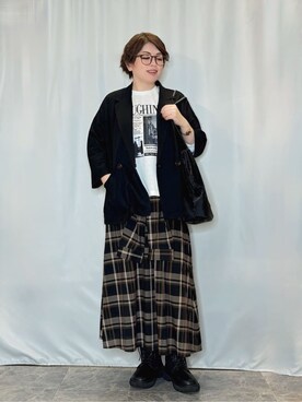 「アイテム（サングラス、イエロー系）」を使った、たみさん（レディース・158cm）の秋コーディネート