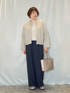 「SHOO・LA・RUE（シューラルー）の【セレモニー】きらびやかに ポイントパヴェ ショートネックレス（ネックレス、シルバー系）」を使った、たみさん（レディース・158cm）の春コーディネート