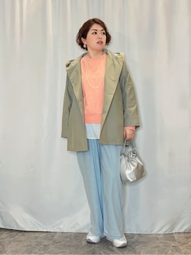 「アイテム（スウェット、オレンジ系）」を使った、たみさん（レディース・158cm）の春コーディネート