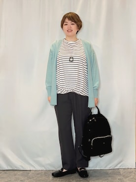 「SHOO・LA・RUE（シューラルー）の【洗濯機可/ひんやり/UV】さらっとしたタッチが心地よい ミドルカーディガン（カーディガン/ボレロ、グリーン系）」を使った、たみさん（レディース・158cm）の春コーディネート