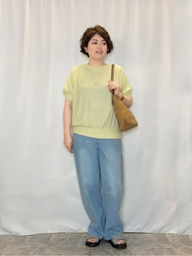 「Cutie Blonde（キューティーブロンド）のアイテム（デニムパンツ）」を使った、たみさん（レディース・158cm）の春コーディネート
