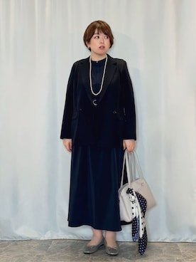 「SHOO・LA・RUE（シューラルー）の【セレモニー】コーサージュネックレス（ネックレス、ホワイト系）」を使った、たみさん（レディース・158cm）の春コーディネート