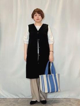 「SHOO・LA・RUE（シューラルー）の【セレモニー】ロンデルパヴェショートネックレス（ネックレス、シルバー系）」を使った、たみさん（レディース・158cm）の春コーディネート