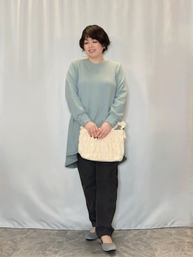 「アイテム（チュニック、グリーン系）」を使った、たみさん（レディース・158cm）の冬コーディネート