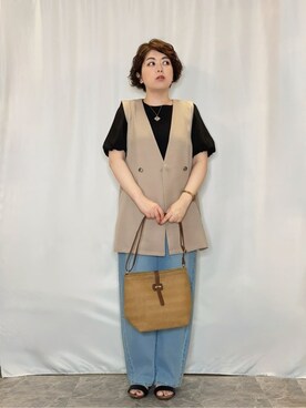 「Cutie Blonde（キューティーブロンド）のアイテム（デニムパンツ）」を使った、たみさん（レディース・158cm）の春コーディネート