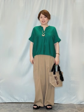 「SHOO・LA・RUE（シューラルー）のサイドメタルライトカラーサングラス（サングラス、グレー系）」を使った、たみさん（レディース・158cm）の春コーディネート