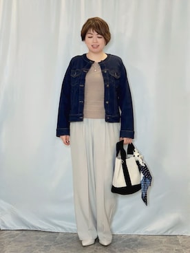 「INDIVI（インディヴィ）の◆[L]カシュクールワンピース（ワンピース、グレー系）」を使った、たみさん（レディース・158cm）の春コーディネート