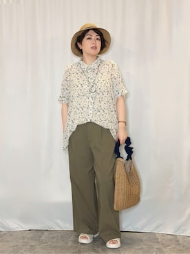 「アイテム（ハット、イエロー系）」を使った、たみさん（レディース・158cm）の夏コーディネート