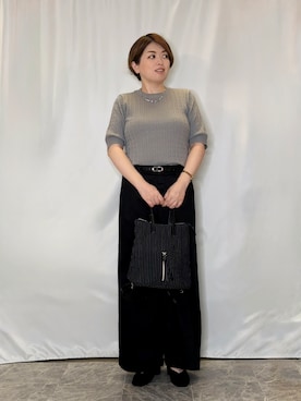 「SHOO・LA・RUE（シューラルー）の【洗濯機可/S-LL】上品見え ミニケーブルニット（ニット/セーター、グレー系）」を使った、たみさん（レディース・158cm）の秋コーディネート
