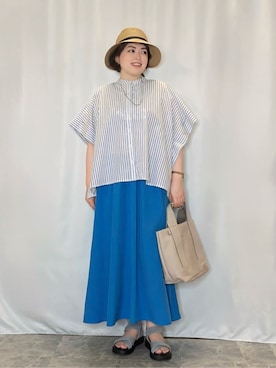 「アイテム（ハット、イエロー系）」を使った、たみさん（レディース・158cm）の夏コーディネート