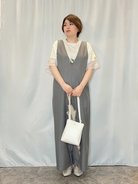 「アイテム（長傘、ベージュ系）」を使った、たみさん（レディース・158cm）の春コーディネート