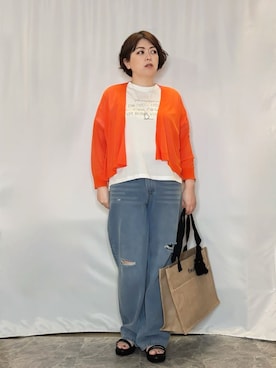 「Cutie Blonde（キューティーブロンド）のアイテム（デニムパンツ）」を使った、たみさん（レディース・158cm）の春コーディネート