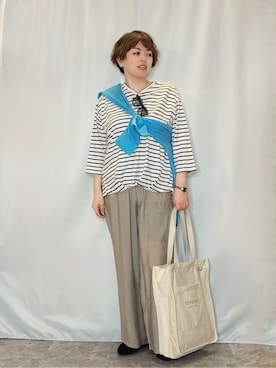 「SHOO・LA・RUE（シューラルー）のミドルフレームサングラス（サングラス、ブラウン系）」を使った、たみさん（レディース・158cm）の春コーディネート