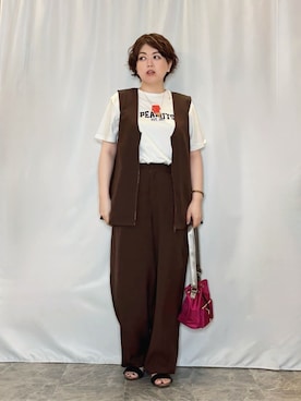 「PEANUTS（ピーナッツ）のアイテム」を使った、たみさん（レディース・158cm）の夏コーディネート