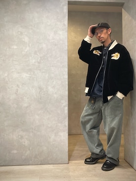 「アイテム（ハンチング/ベレー帽）」を使った、umezaru715さん（メンズ・177cm）の秋コーディネート