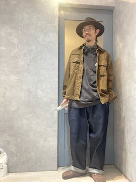 「アイテム（ジャケット/アウター、ゴールド系）」を使った、umezaru715さん（メンズ・177cm）の春コーディネート