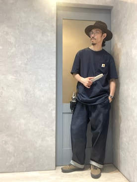 「Ruben（ルーベン）のアイテム（帽子）」を使った、umezaru715さん（メンズ・177cm）の春コーディネート